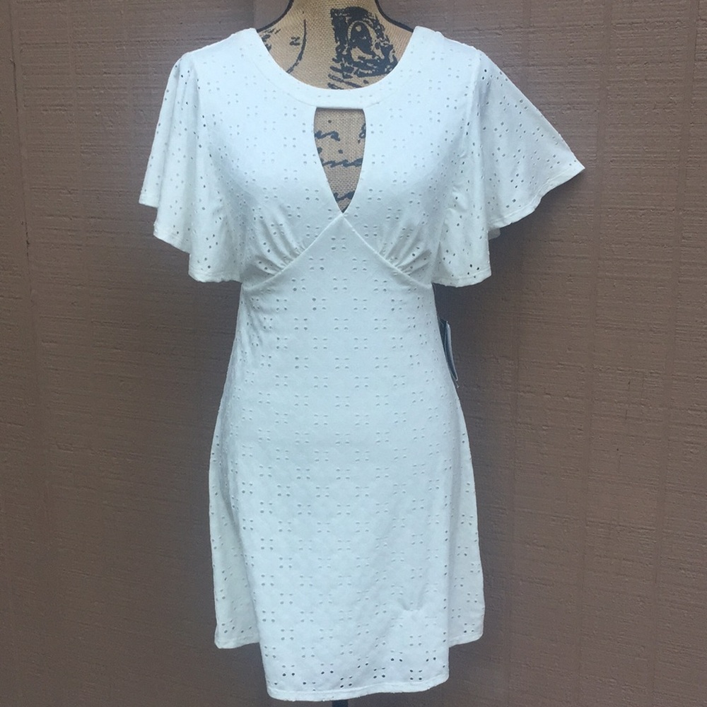 Sz S Society Girl White Keyhole Dress EUC